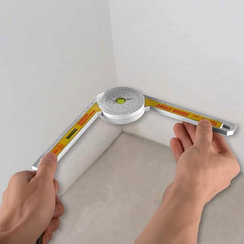 Miniatura 2 de Regla de ángulo transportadora de sierra ingletadora, herramienta de medición de 360 grados, medidor de ángulo con nivel de burbuja de alta