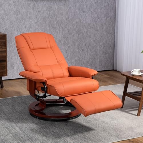 image for HOMCOM Faux Leather Manual Recliner, Adjustable Swivel Lounge Chair wi