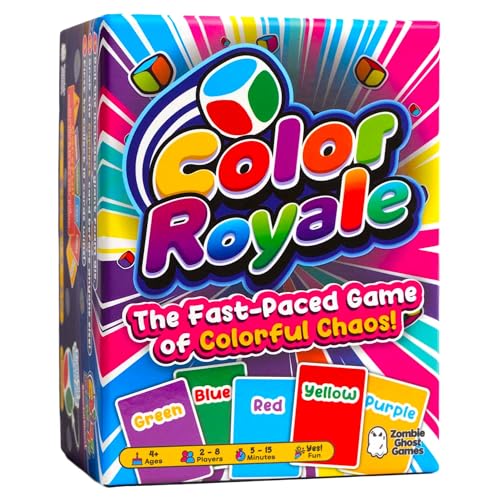Zombie Ghost Games Color Royale Fast-Paced Family Card Game - Color Matching Party Game for Kids and Adults Fun Board Game Night - 5 to 15 Minutes - Includes Stress Ball Dice, Ages 4+, 2-8 Players