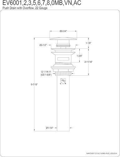 Miniatura 2 de Kingston Brass EV6000MB Trimscape - Drenaje para lavabo de baño, longitud de 9-716 pulgadas, color negro mate