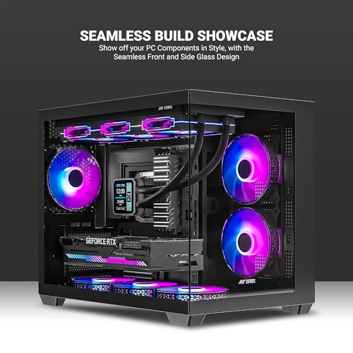 Image of Ant Esports Crystal X6 Mini Mid-Tower Computer Case /Gaming Cabinet - Black | Support Micro-ATX, Mini-ITX | Pre-Installed 6 ARGB Fans