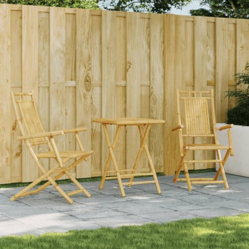 ShGaxin Ensemble de Bistro 3 pcs Bambou,Ensemble Bar De Jardin,Ensemble De Bar D'Extérieur,Mobilier De Jardin