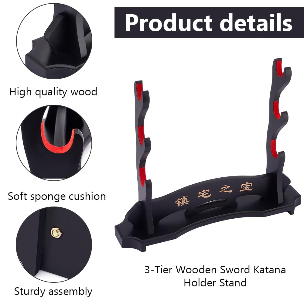 Amazon.co.jp: OLYCRAFT 1セット 剣スタンド 3本掛け 刀掛け 刀置き 剣