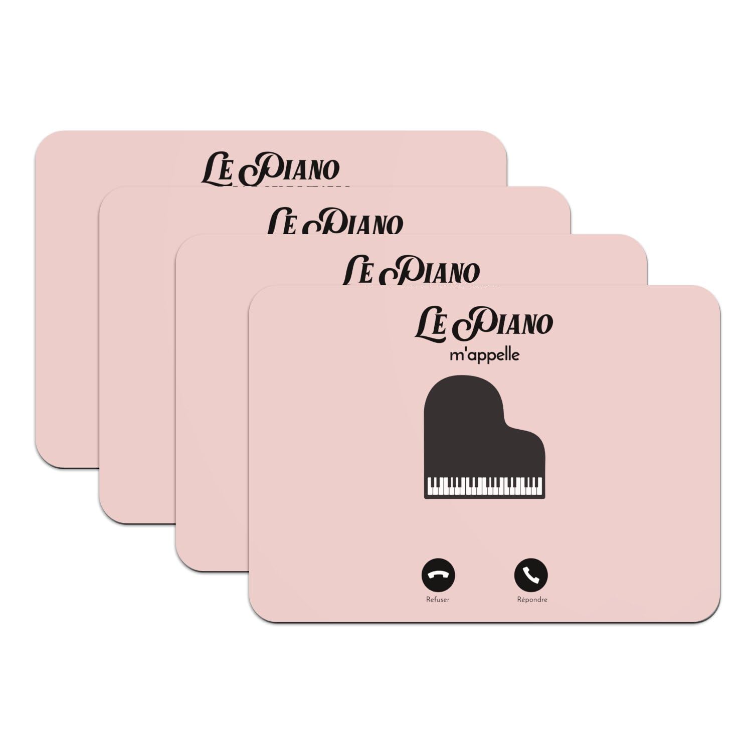 Sets de table piano rose en caoutchouc lot de 4 grands formats pour repas de famille