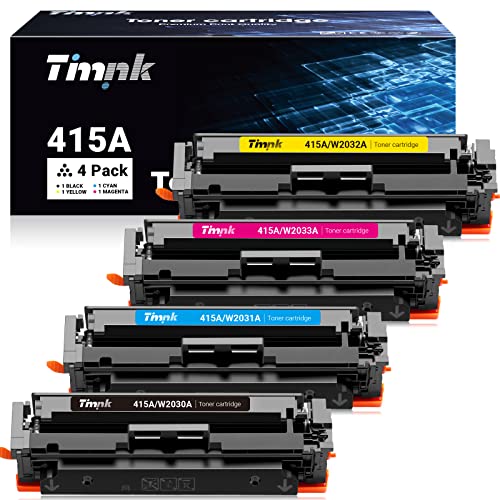 Timink Cartucho de Tóner Compatible 415A (W2030A W2031A W2032A W2033A) para HP Color Laserjet Pro M454dn M454dw MFP M479dw M479fnw M479fdn M479fdw (Negro/Color) 【SIN Chip】 Cover
