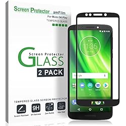 Cargador Motorola Moto G6 Play amFilm Protector Pantalla para Moto G6 Play (2 Piezas), Cobertura Total Cristal Vidrio Templado Protector de Pantalla para Motorola Moto G6 Play (Negro)