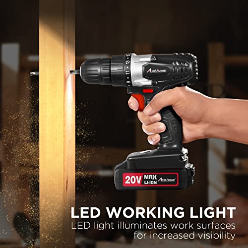 Image of AVID POWER 20V MAX Lithium lon Cordless Drill, Power Drill Set with 3 /8-Inch Keyless Chuck, Variable Speed, 16 Position and 22pcs Bits (Black)