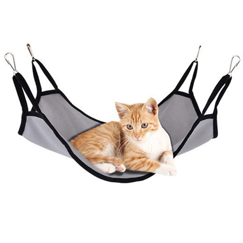 Pet Cat Hanging Hammock Soft Fleece Hamster Rabbit Cage Bed Ferret Mat with Four Hooks size 40cm x 50cm Light Grey Durable and Practical