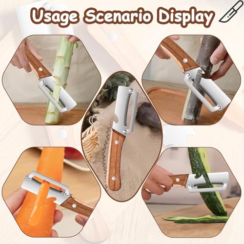 Image of Holstein Multi-Functional Stainless Steel Vegetable Peeler with Wooden Handle & Bottle Opener | Single Blade Peeler for Fruits & Vegetables | Sharp, Durable & Easy-Grip Kitchen Tool (1 Pc)
