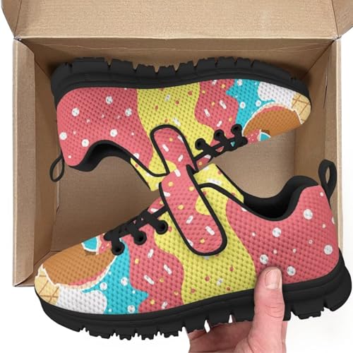 Kids Running Shoes Walking Sports Athletic Tennis Sneakers for Boys Girls Cute Sloth Ice-Cream Pattern2