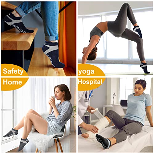 Image of Muezna Non Slip Yoga Socks for Women, Anti-Skid Pilates, Barre, Hospital Socks with Grips, Size 5-10