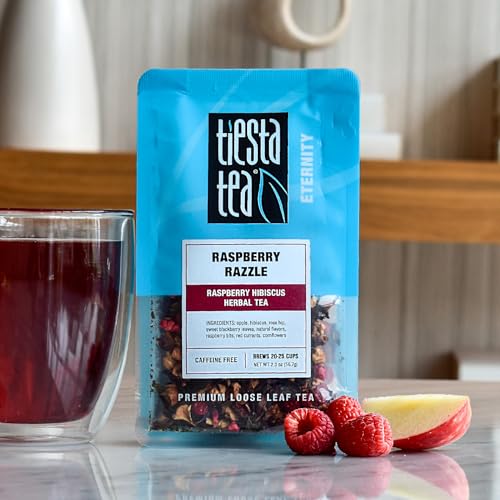 Image of Tiesta Tea - Raspberry Razzle Tea, Loose Leaf, Raspberry Hibiscus Herbal Tea, Premium Caffeine-Free Tea Blend, Make Hot or Iced & Up to 25 Cups, 2 oz Resealable Pouch