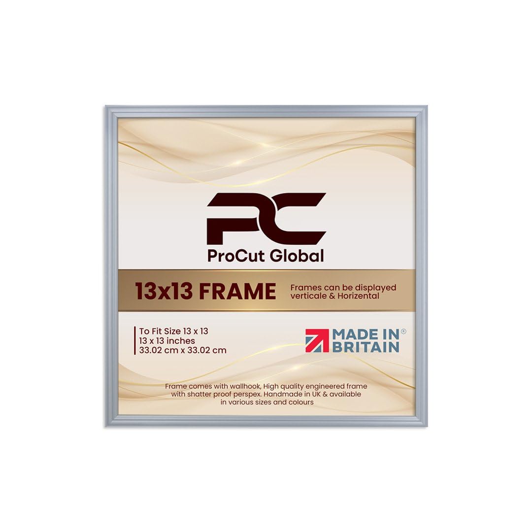 Procut Global 13X13 Silver Picture Frames - Classic Wooden Photo Frame with Shatterproof Perspex for Wall or Tabletop - Perfect for Posters, Certificates & Prints - Sizes & Colors Available โ image 1