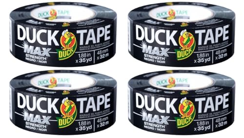 Image of Duck Brand Max Strength Duct Tape, Black, 4 Rolls, 1.88 Inch x 35 Yards Each, 240867