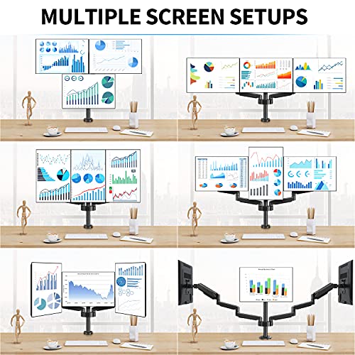 Image of MOUNTUP Triple Monitor Stand - 3 Monitor Desk Mount for Computer Screens Up to 27 inch, 2560 x 1440 Resolution, Black, LCD, Monitor Stand