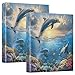 ALAZA Funny Dolphin Fish Ocean Sea Cloud 3 Ring Binder Holds of 200 Sheets Fits Letter Sized Paper D-Ring Organizer for School Home Work Office Supplies 1 Pack