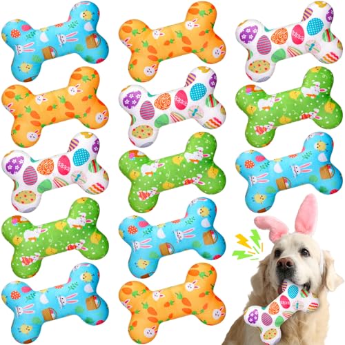 12 juguete mordible de peluche para perros de Pascua