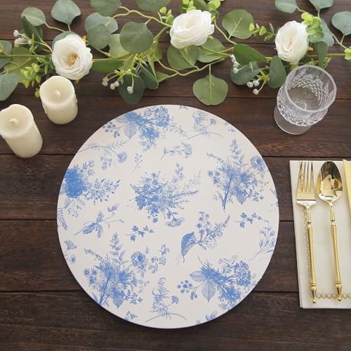 Platos descartables de cartón azul floral 13 pulg x6 miniatura 4