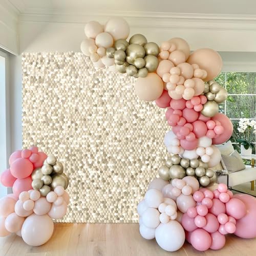 Image of Light Gold Shimmer Wall Backdrop 3x4ft Sequin Panel Sparkly Photo Background for Graduation Wedding Bachelorette Party Birthday Glitter Event Decorations