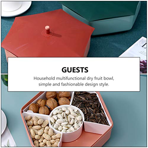 FAVOMOTO Bandeja de Doces E Nozes Aperitivo Servindo Recipiente Com Tampa 5 Compartimento Organizado