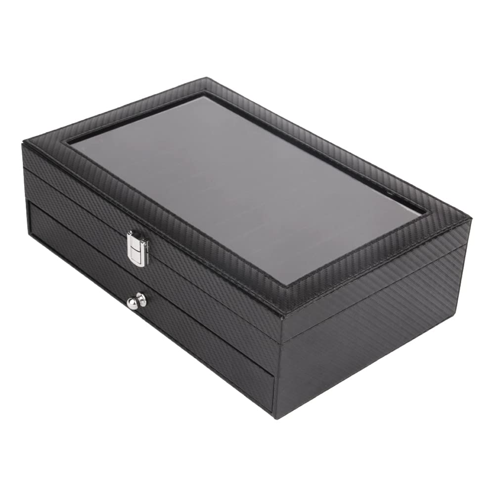 Stiftebox aus , 24 Fächer, luxuriös, 2-lagig, PU-Stiftetui, Füllfederhalter, Schmuck-Organizer, Carbon
