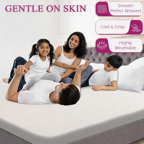 Image of The Furnishing Tree Single Size Mattress Protector 72x30 Inch | 100% Waterproof, Cotton Feel, Breathable & Hypoallergenic | Fitted Bed Cover (Fits Up to 10 inch) | 1 Year Warranty, White
