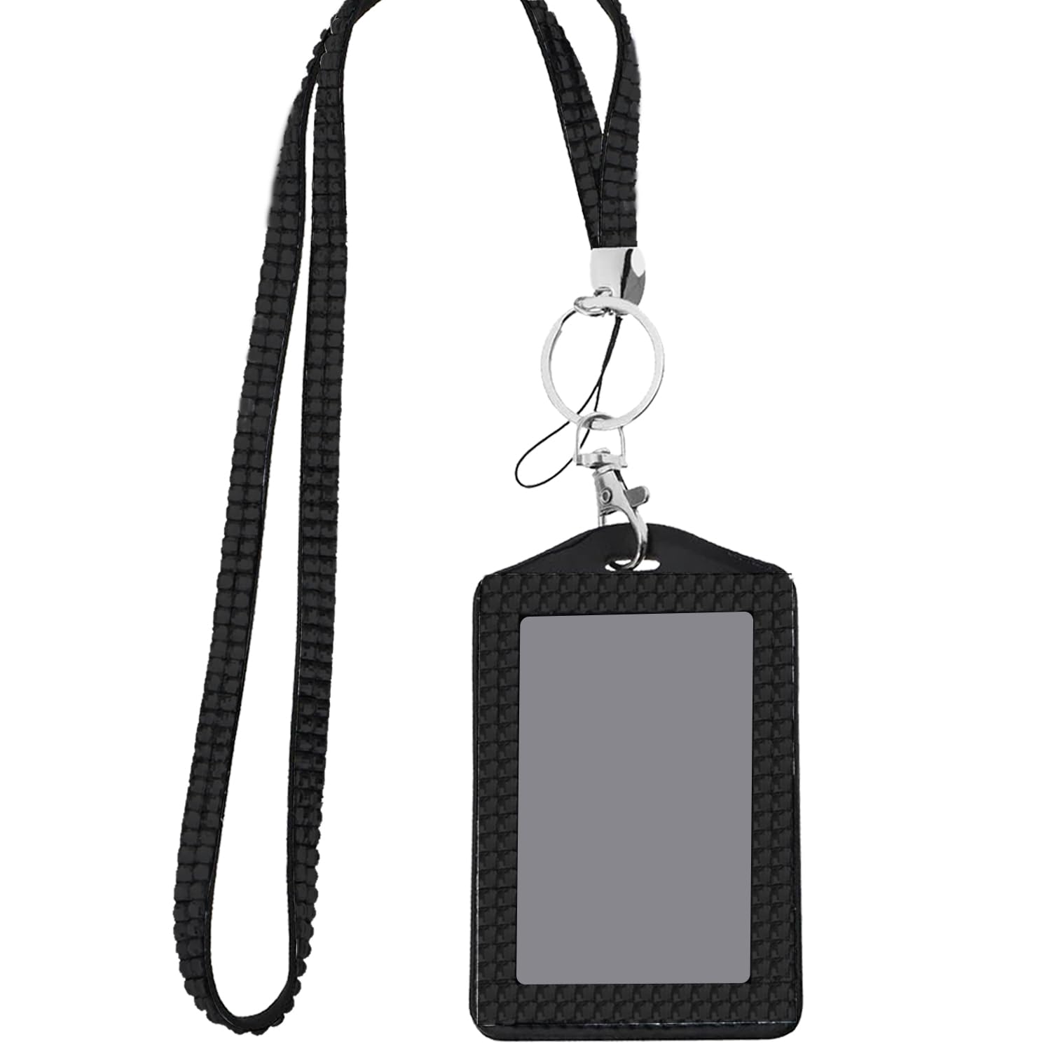 Luckious Silver Bling Diamante Lanyard Necklace Featuring Card Holder, Stylish Neck Strap for Women Ideal for Keys ID Badges