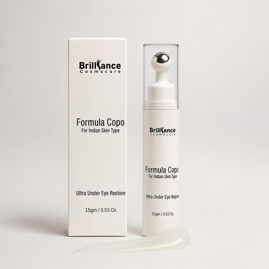 Brilliance Premium Under Eye Serum | Dermatologist Tested | Peptides, Shea Butter, Vitamin E & Copolymer | Reduces Dark Circles, Puffiness & Wrinkles | 15g