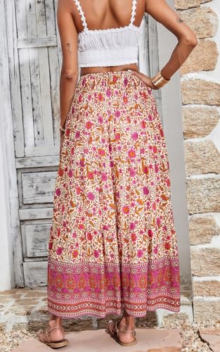Image of CFLONGE Summer Maxi Skirts for Women 2026 Trendy Floral A Line Boho Skirt