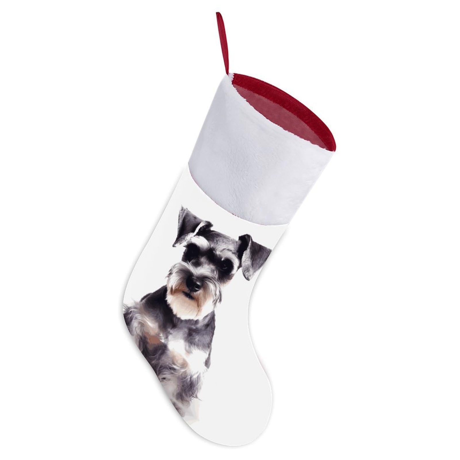 Well-Behaved Schnauzer Christmas Stocking Comfortable Super Soft Plush Cuff Christma Stocking Xmas Eve Party Fireplace Tree Gift Decoration Socks for Family Holiday Party Gifts