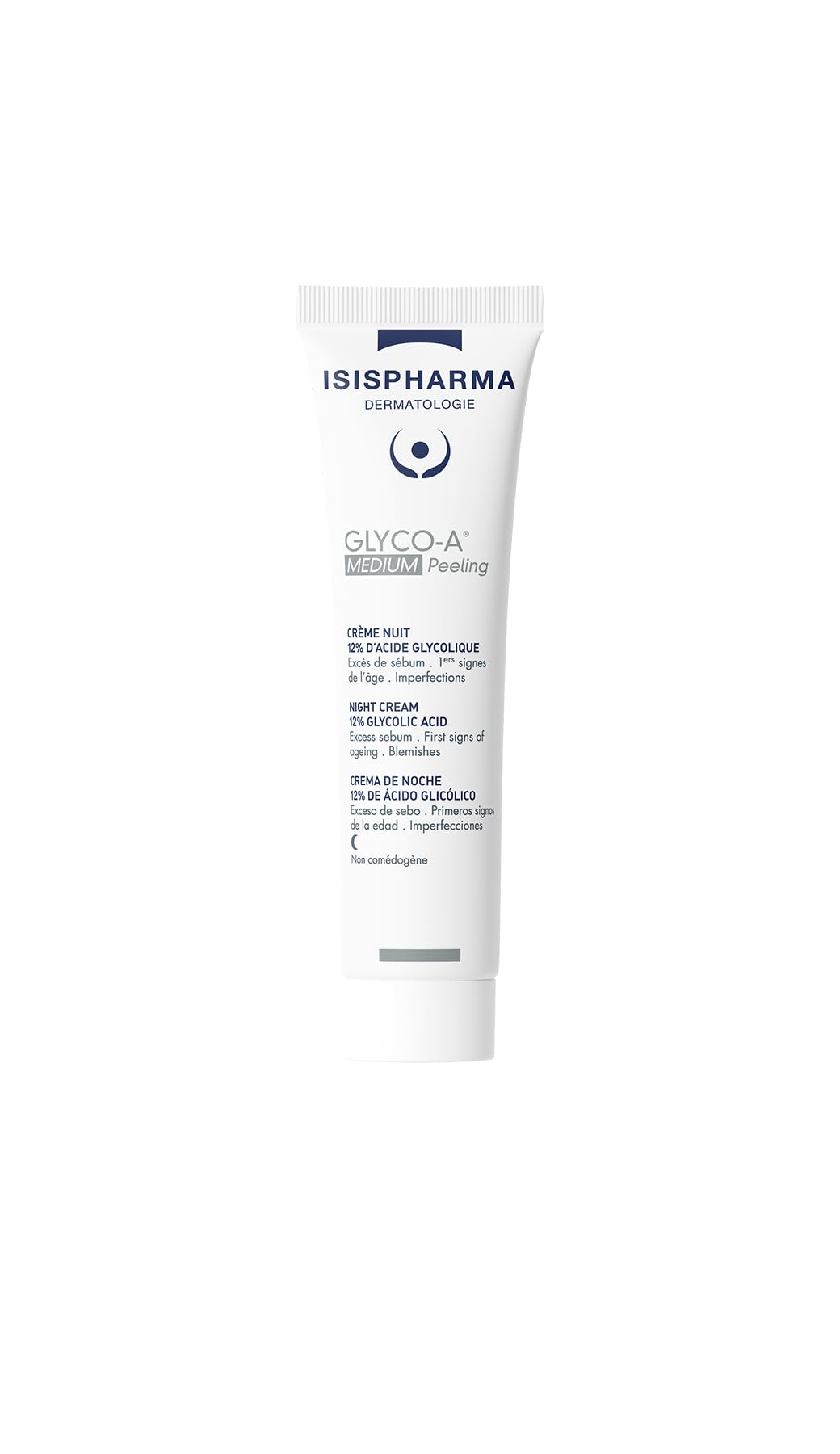 ISISPHARMA GLYCO-A MEDIUM PEELING - Crème de Nuit avec 12% d’Acide Glycolique pour Peaux mixtes, grasses, à imperfections - Illumine, matifie, unifie et lisse le tein t - Fabrication Française