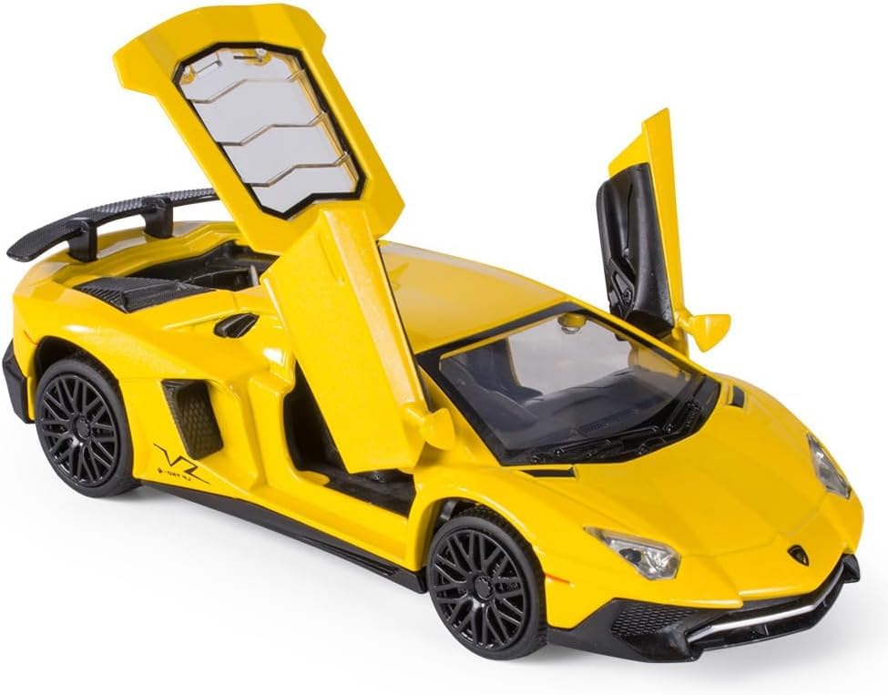 Image of 1:32 Scale Lamborghini LP750 Model Diecast Metal Pullback Toy car with Openable Doors & Light, Music Boys car for Kids Best Toys Gifts Toys for Kids (Yellow)