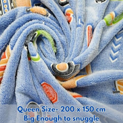 Image of Happy Hues Glow in The Dark Blanket Kids-Teens Boys & Girls Travel Lightweight Throw Blankets Soft & Fluffy for Kids (Vehicle)