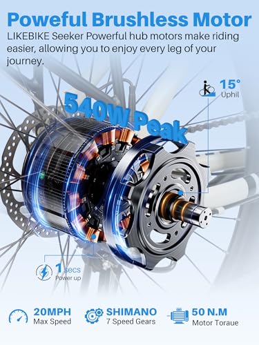 Seeker 26" Electric Bike for Adults with Peak 500W Brushless Motor, 35Miles 324WH Removable Battery 20MPH Commuting Electric Mountain Bike,UL 2873 Certified, Front Fork Suspension - Image 2