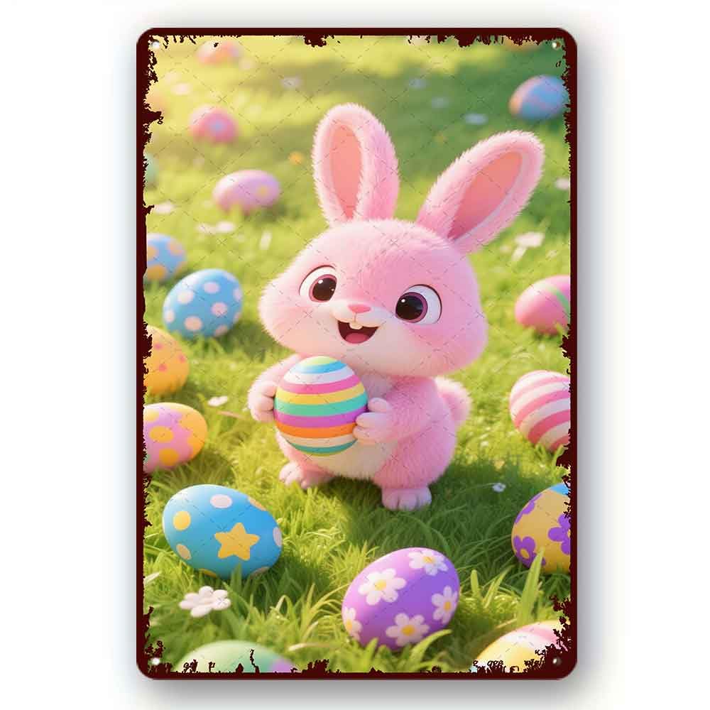 peiyeety Creative Aluminum Tin Sign Easter Bunny Street Home Office Coffee Bar Club Bar Metal Sign Fun Home Decor Christmas8x12 Inch
