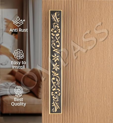Image of COMPASS Main Door Handles for Home 24 inch, Brass Door Handle for Main Door, Heavy Duty Pull Handle for Wooden, Glass & Metal Doors