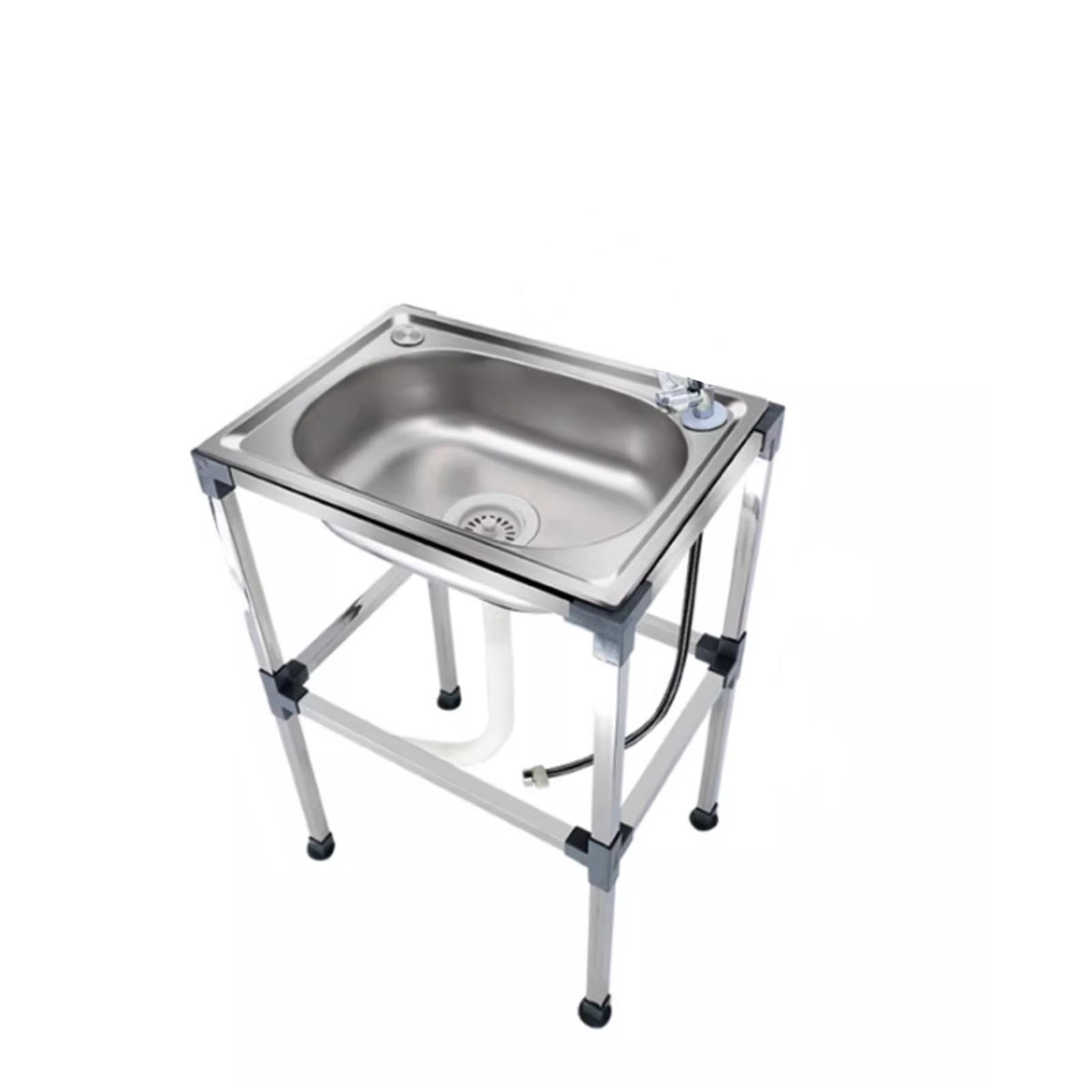 TAXXII Stainless Steel Freestanding Kitchen Sink - Commercial Restaurant & Outdoor Vegetable Washing Basin for Laundry, Garage, Camping 48x35CM, No Faucet