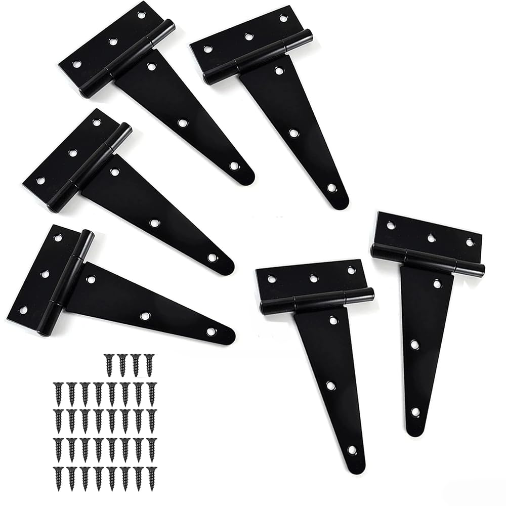 Crozgan 6 Pack Shed Door Hinges,4Inch/100mm Heavy Duty Gate Hinges