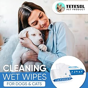 Tetesol Dog Wipes for Dogs Cats, All Purpose Cleaning Pet Wipes, Dog Ear Wipes, Quick Easy Grooming for Bums, Body, Paws, Eyes, for A Easy & Speedy Freshen-Up, 4 Travel Pack of 400 Wipes