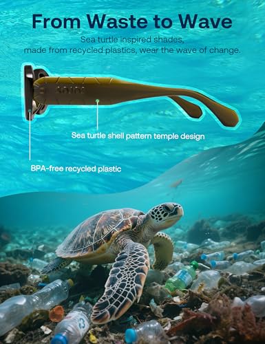 SOJOS Ocean Collection Retro Oval Polarized Sunglasses for Women Men Vintage Recycled Plastic Frame Eco-Friendly, Sunlight2