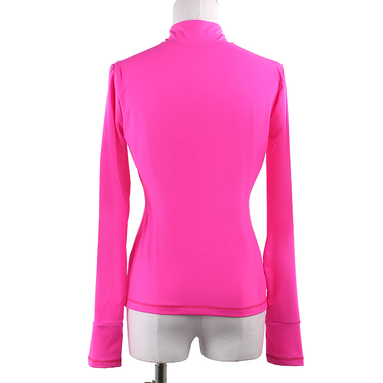Chaqueta de Patinaje Artístico con Pedrería y Brazalete para Pulgar Niñas y Mujeres Manga Larga Prendas Abrigo Entrenamiento de Patinaje sobre Hielo(Size:S.,Color:Rosa roja)