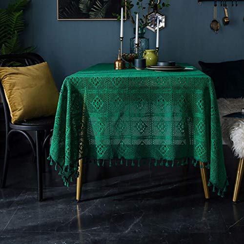 HUALEMEI Dentelle Nappes,Tassel Couverture De Table,Rectangulaire Polyester Nappe,Vintage Tricot Creux Tissu De Table,Solide Couverture De Table pour Les Parties Café B 60x60cm(24x24inch) Cover