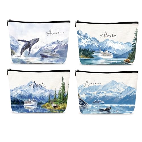 Bolsa de maquiagem para lembranças de viagem, itens essenciais de viagem, bolsas de maquiagem, Branco, Alasca