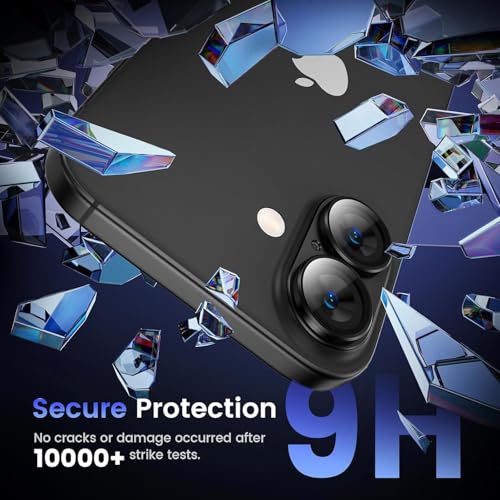 Image of Choiche Camera Lens Protector for iPhone 17 6.3-Inch, Full Coverage 9H Tempered Glass Ring Cover, Matte Metal Plate, Case Friendly, 1-Pack (Black)