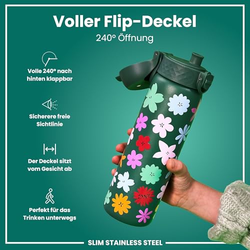 ion8 Leichte Stahl-Trinkflasche, 600 ml/20 oz, Blumen – Ansicht 4