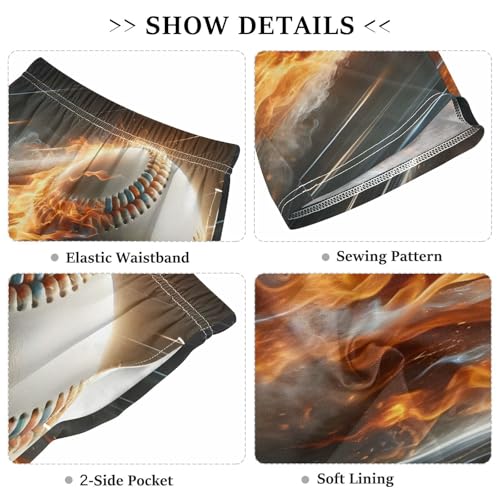 ALAZA Baseball Flying Funny Pajama Shorts Sleep Shorts Pant Lounge Pajama Bottoms Elastic Waist with Pockets3