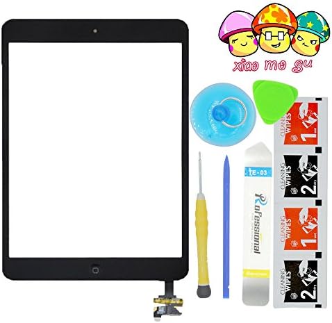 XIAO MO GU Touch Screen Digitizer Complete Assembly For iPad Mini 1 & iPad Mini 2nd with IC Chip & Home Button Replacement Black(Adhesive + Tool Kit Included)