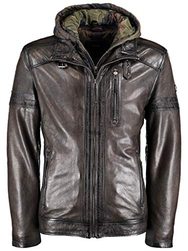 Preisvergleich Produktbild DNR Herren Lederjacke mit Kapuze und praktischen Taschen