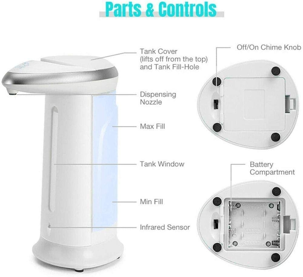 Distributore di Sapone Automatico, distributore di Sapone a Mano Liquido, distributore di sanitizer Manuale Senza Tocco, controsoffitto da 13,5 oz, distributore di Sapone Elettrico Senza Tocco