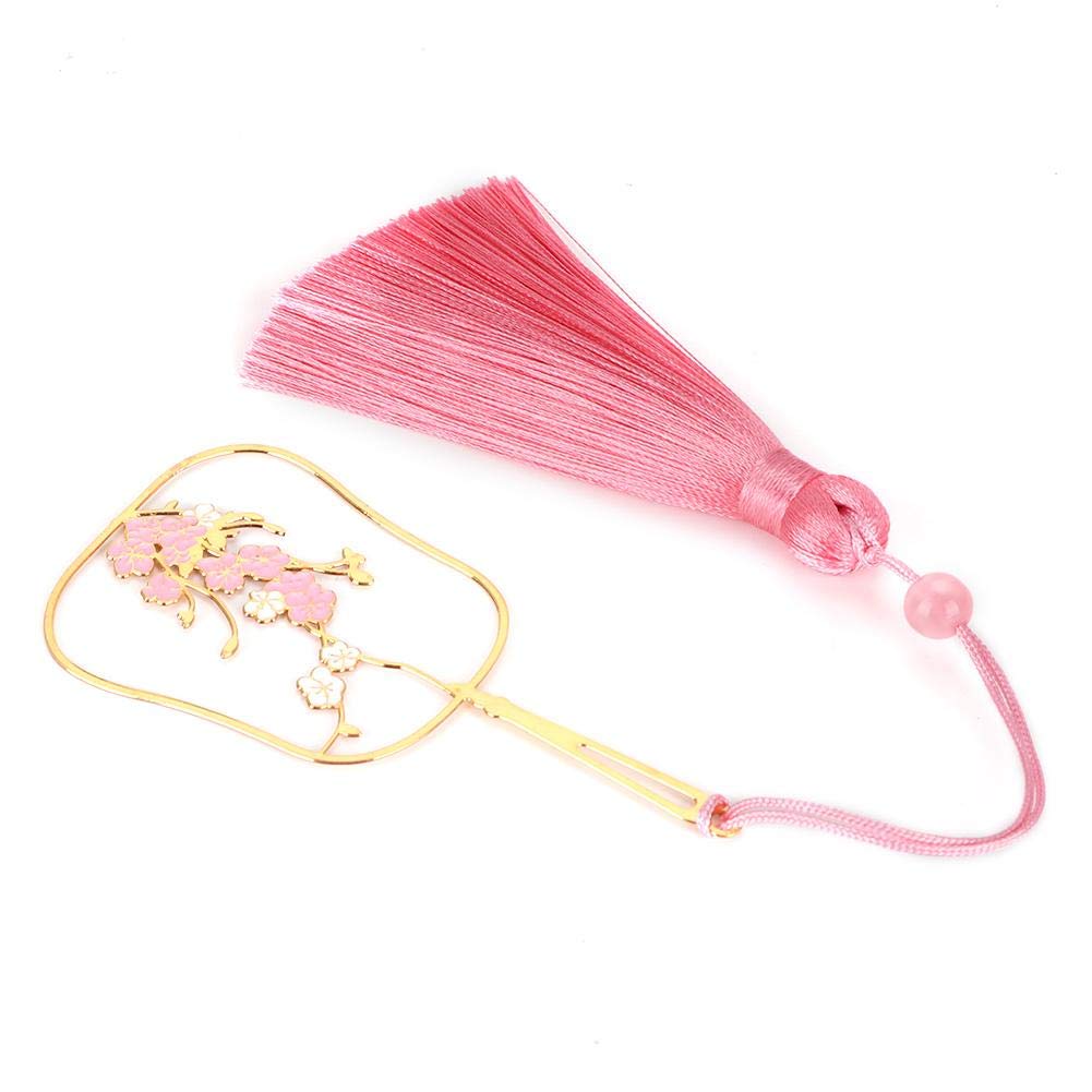 Reading Book Collection High Quality Brass Delicate Workmanship Tassels Bookmark, Hollow Bookmark, Souvenirs for Wedding Gifts(Peach blossoms)